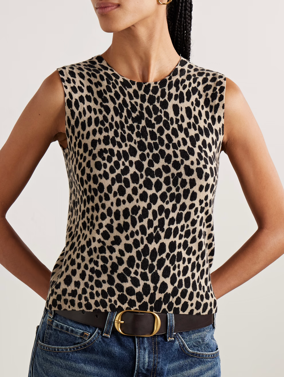 Nili Lotan Cheetah Print Cashmere Tank S