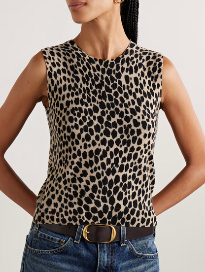 Nili Lotan Cheetah Print Cashmere Tank S