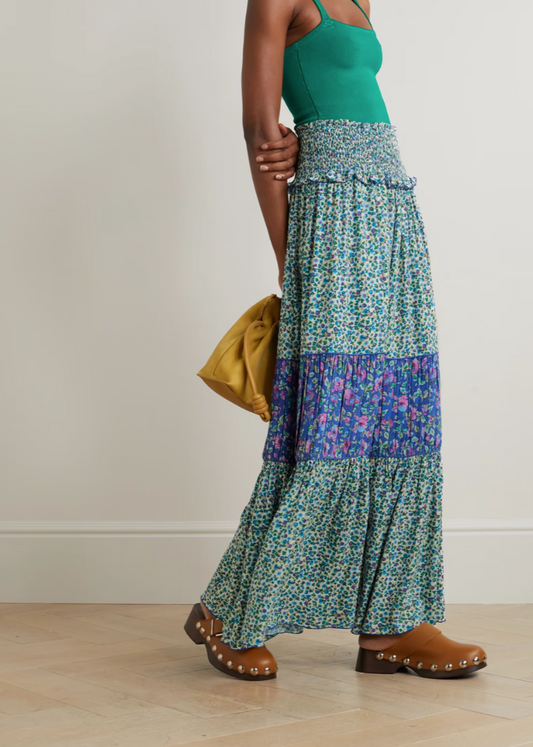 New With Tags Loretta Caponi Floral Tiered Skirt XS