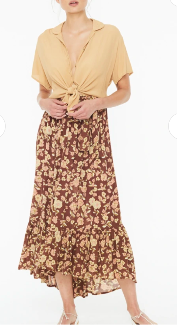 Faithfull the Brand Floral Tiered Skirt UK 10