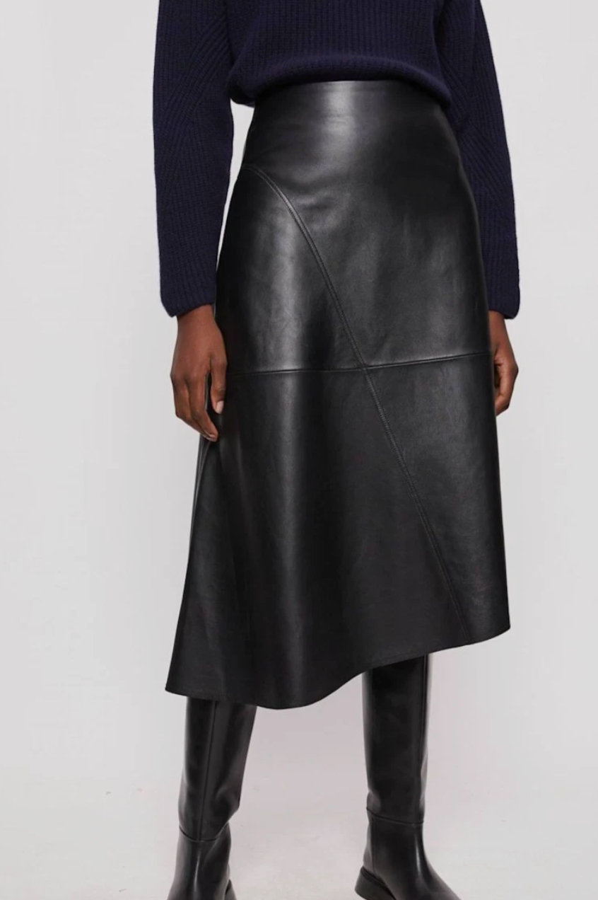 Jigsaw Asymmetric Leather Skirt UK 16