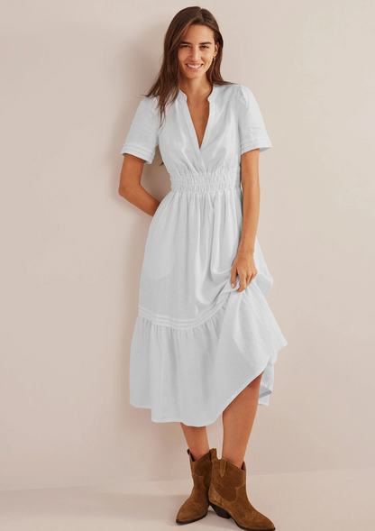 New With Tags Boden Pin Tuck Midi Linen Dress UK 12