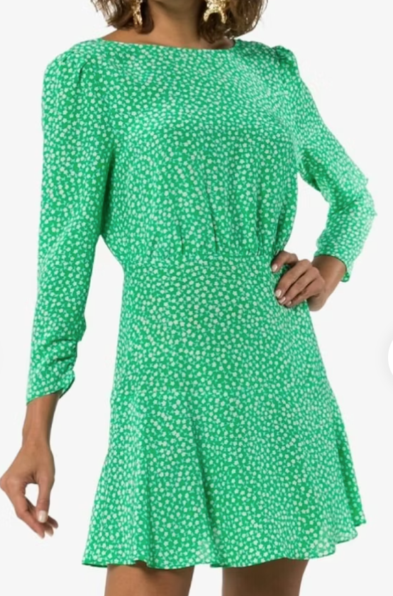 Rixo Green Polka Dot Dress UK 10