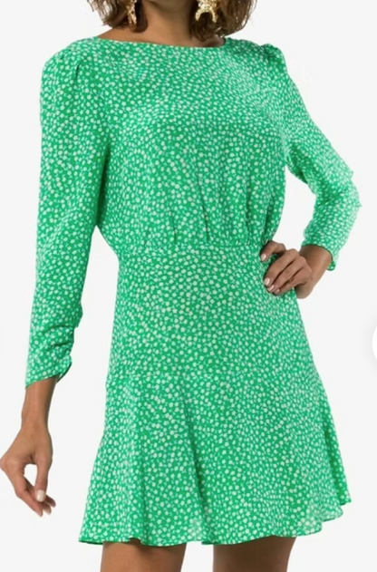 Rixo Green Polka Dot Dress UK 10