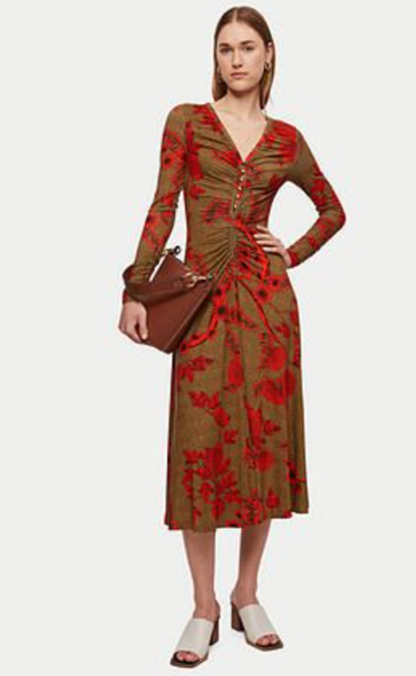 Jigsaw Ruched Floral Dress S