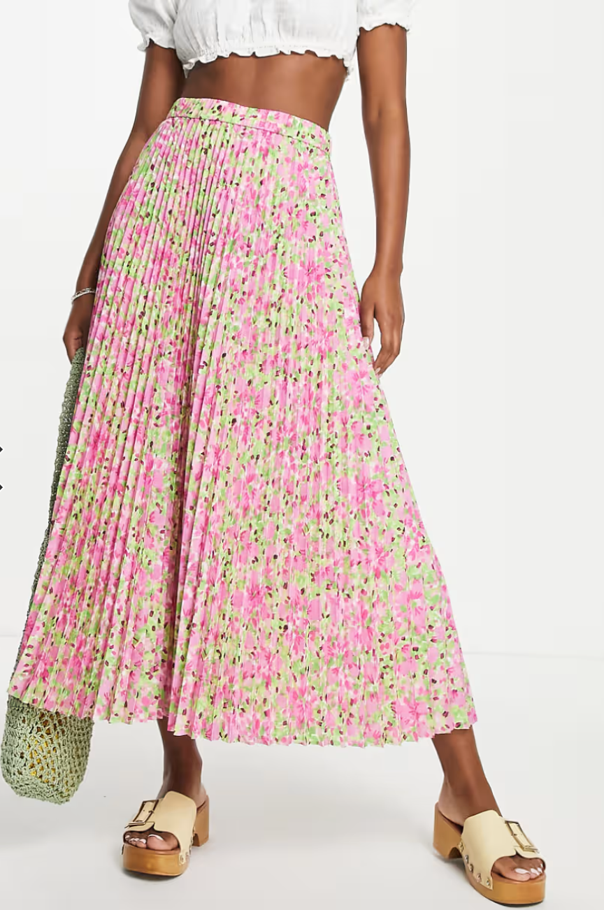 & Other Stories Plissé Pleated Midi Skirt M