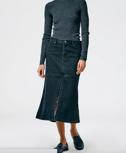 New With Tags Tibi Black Denim Skirt 26"