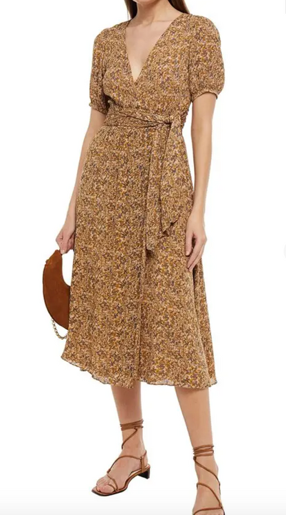 Ba&Sh Crepe Midi Wrap Dress M