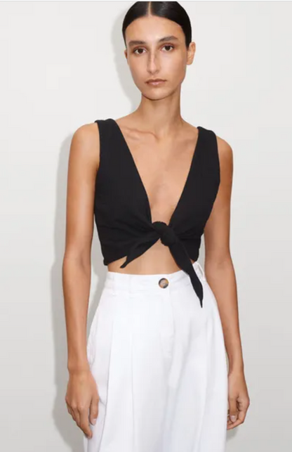 Me+Em Black Tie Front Crop Top UK 14