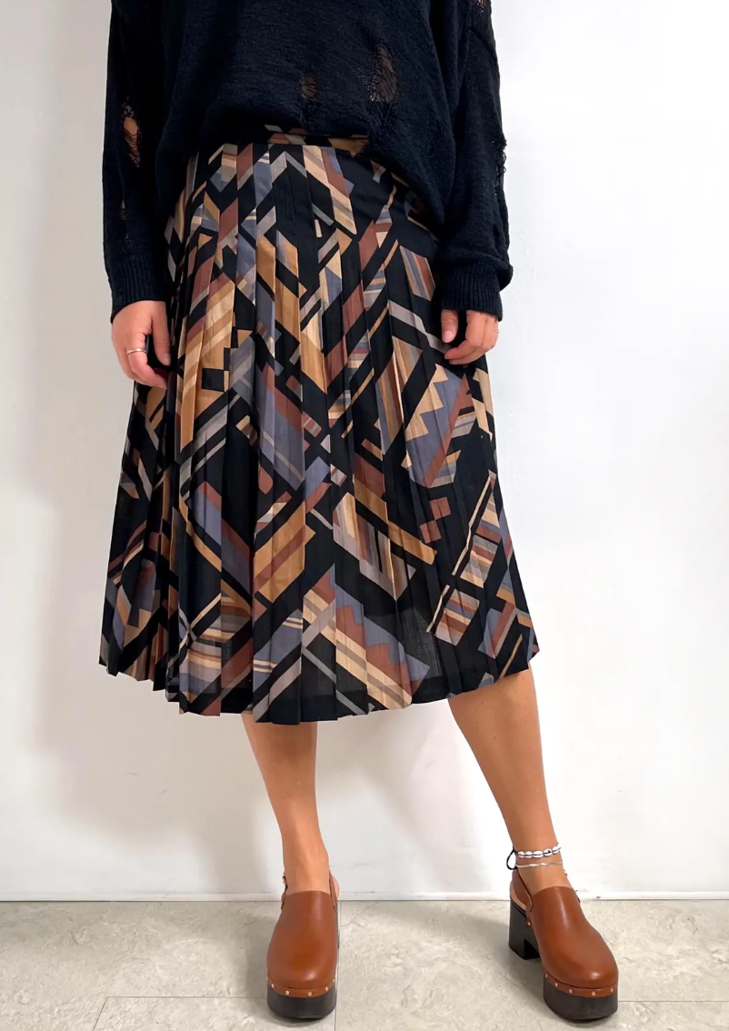 Vintage Jaeger Pleated Wool Skirt UK 12