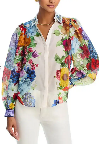 Alice+Olivia Roanne Floral Blouse XS