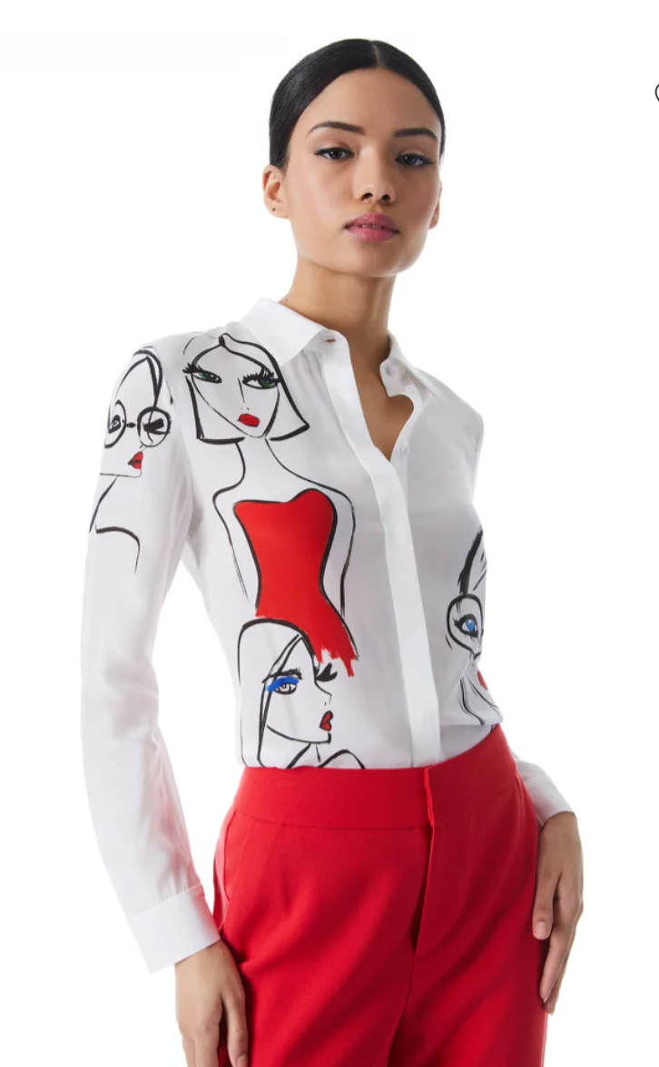 Alice+Olivia x Blair Britenstein Silk Shirt XS