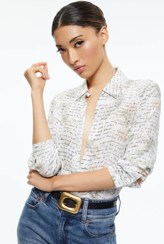 Alice+Olivia Love Letter Blouse XS