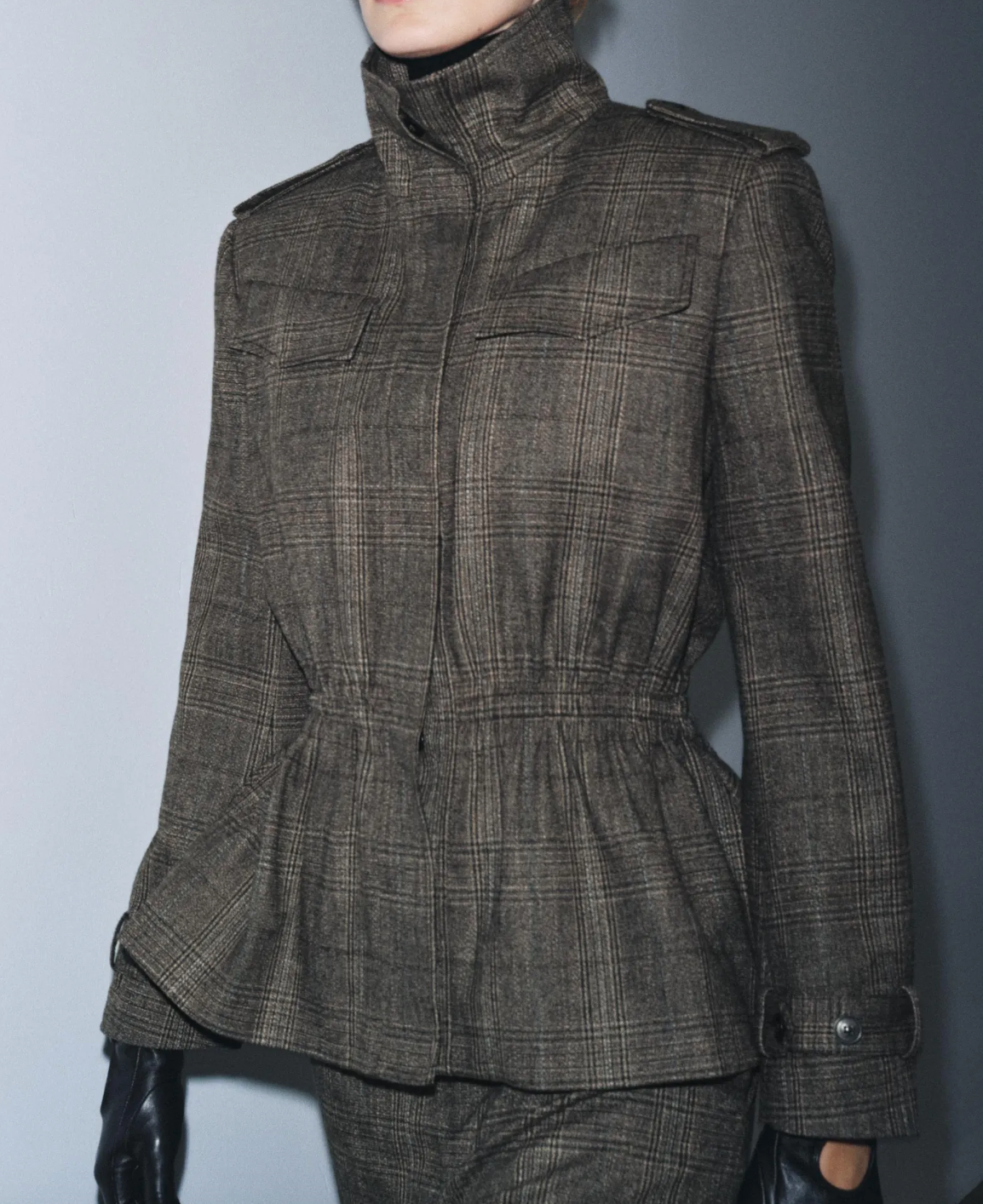 Zara Plaid Peplum Jacket S
