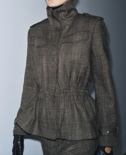 Zara Plaid Peplum Jacket S