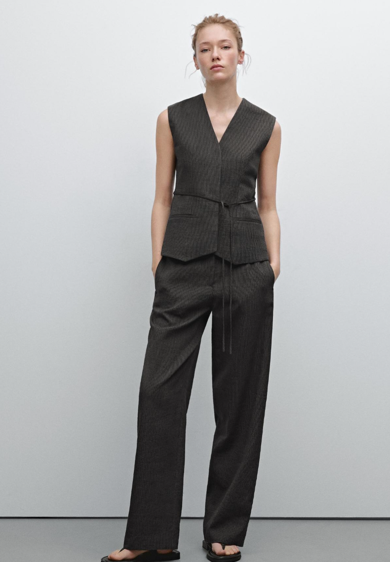 Massimo Dutti Pinstripe Waistcoat & Trousers UK 6