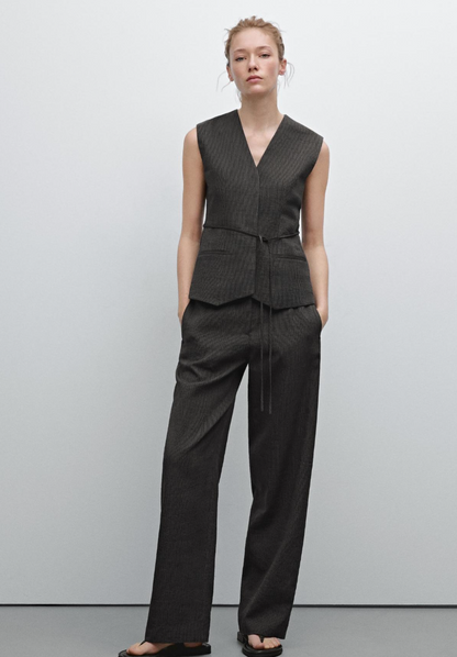 Massimo Dutti Pinstripe Waistcoat & Trousers UK 6