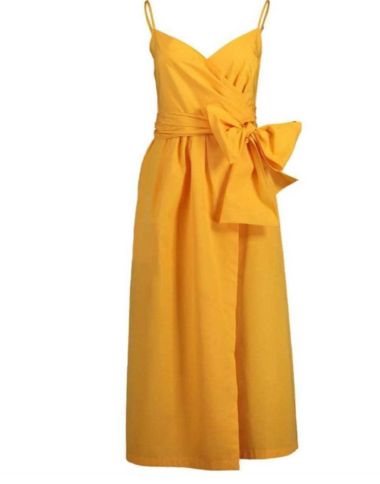 Three Graces Mustard Yellow Wrap Dress UK 12