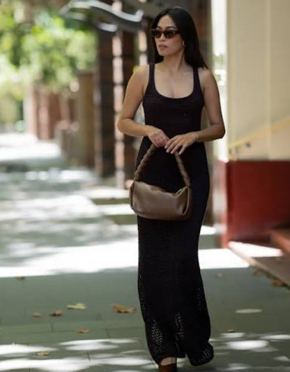 Diish Brown Crochet Dress XS