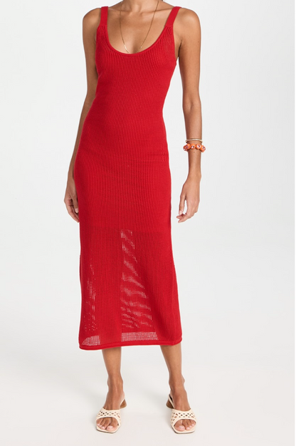 Staud Jessica Red Knit Cover Up Dress M