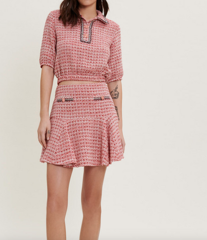 Maje Ethnic Trim Tweed Crop Top XS