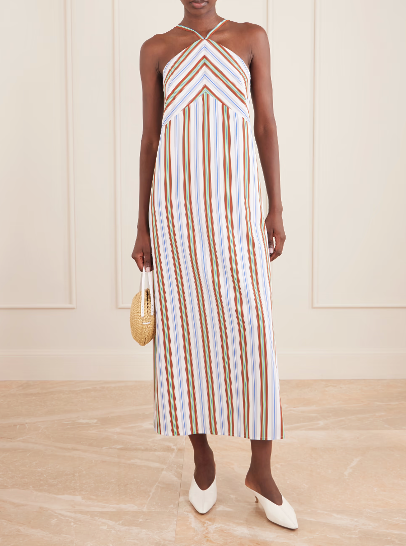 Rosie Assoulin Striped Halterneck Dress UK 6