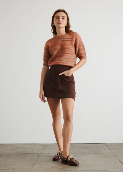 Tanya Taylor Fran Brown Suede Skirt UK 6