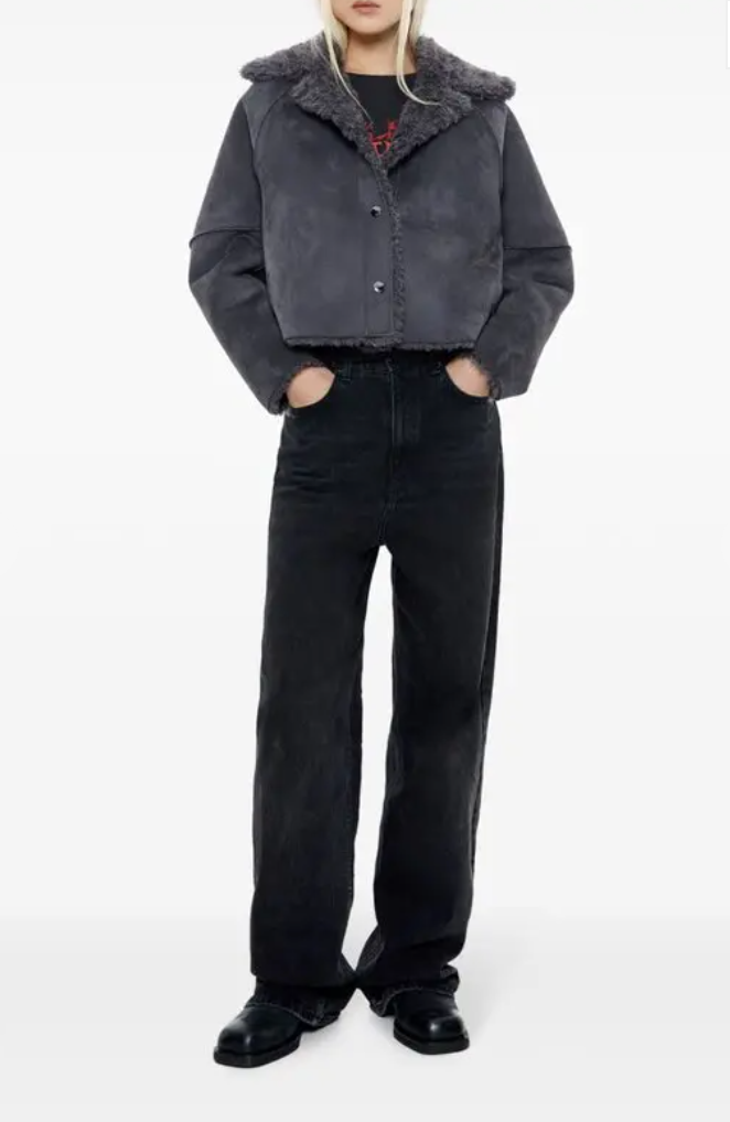 Bimba Y Lola Faux Grey Sheepskin Coat XS/S