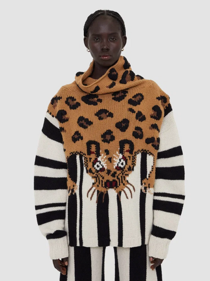 New With Tags Joseph Leopard High Neck Jumper S