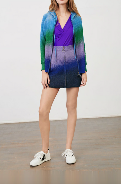 Maje Lurex Cardigan in Green blue and Purple Gradient S