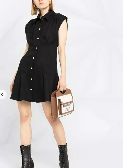 Sandro Empire Linen Black Dress UK 6