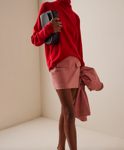 New With Tags Zeynep Arçay Red Backless Wool-Cashmere Sweater S
