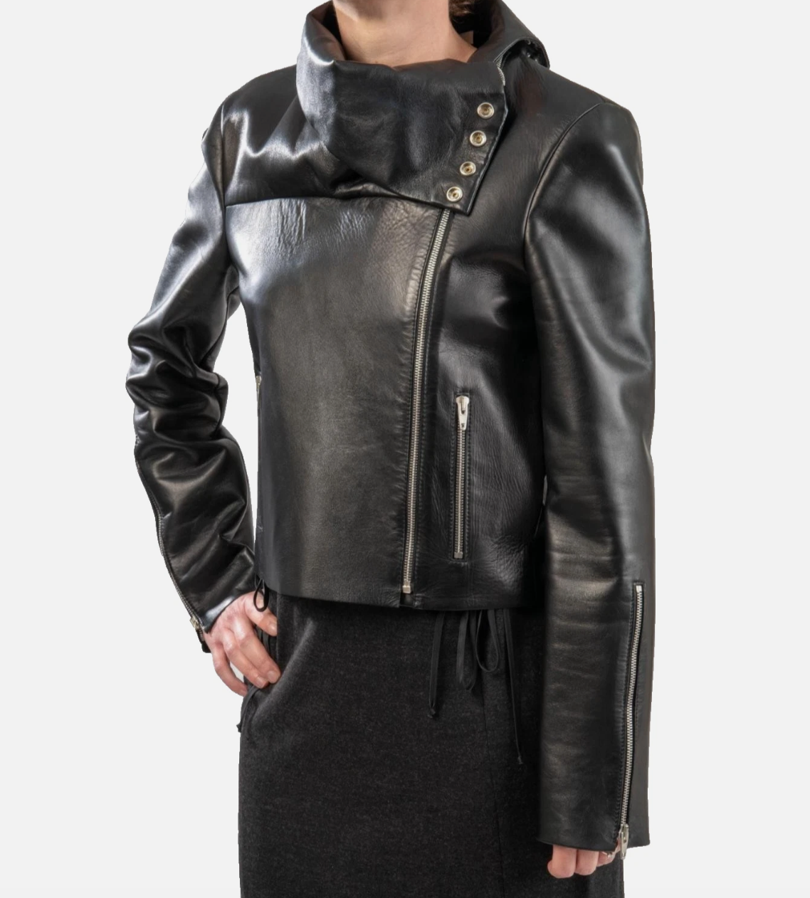 Celine Phoebe Philo Black Leather Biker Jacket UK 10