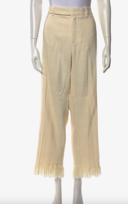 Chloe Silk Textured Frayed Trousers UK 8