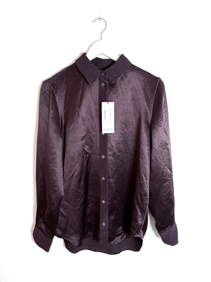 Serena Bute Aubergine Satin Shirt