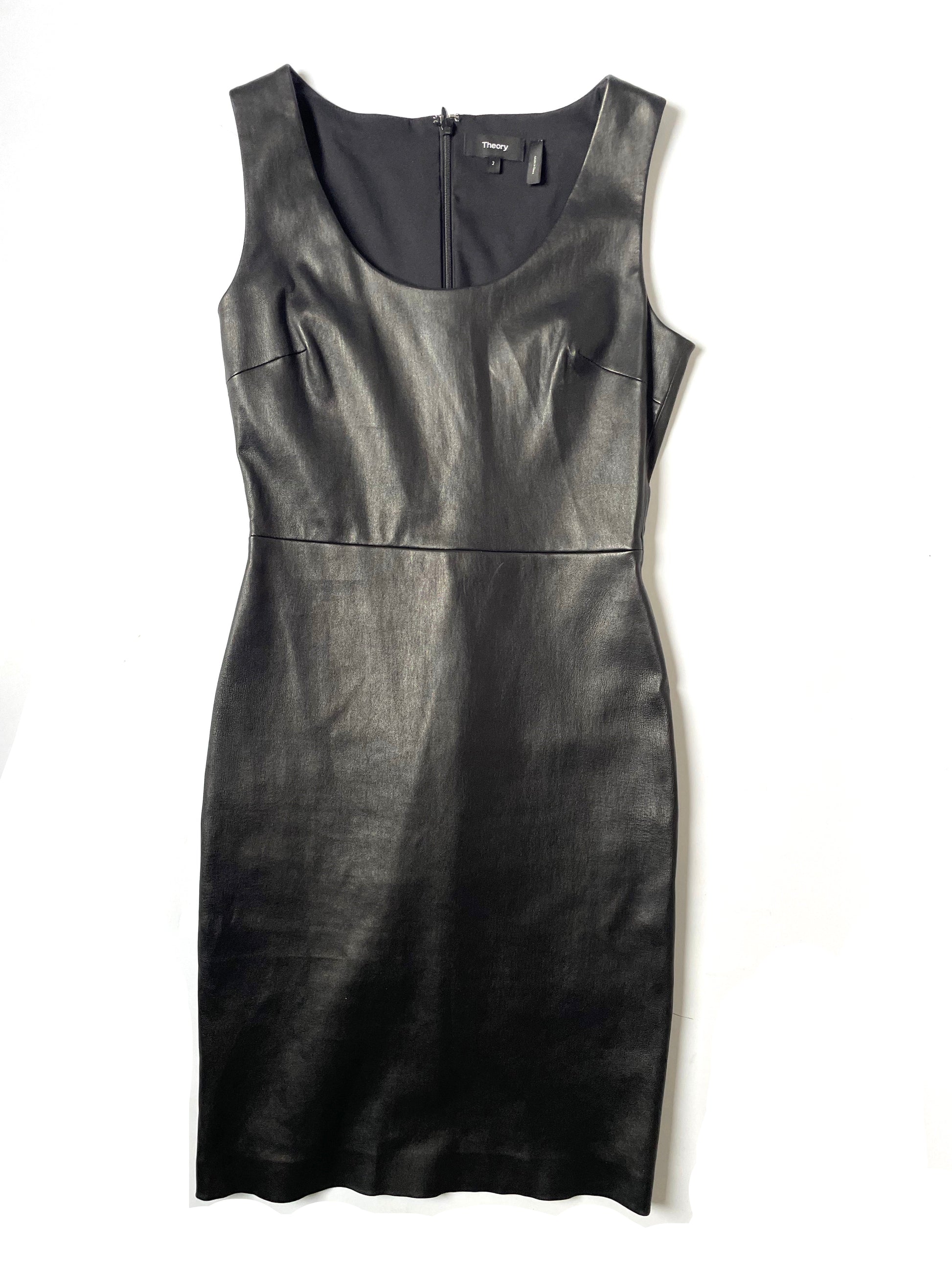 Theory Lamb Leather fitted dress