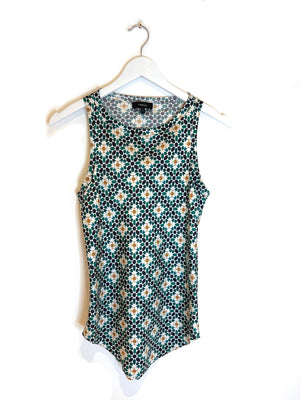 Theory Print Silk Twill Racer Top XS