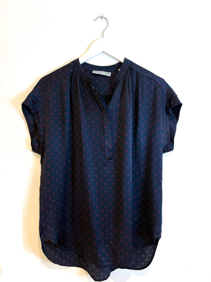 Vince Silk Navy Print Blouse