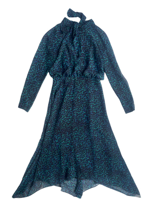 Whistles leopard print asymmetrical dress in blue