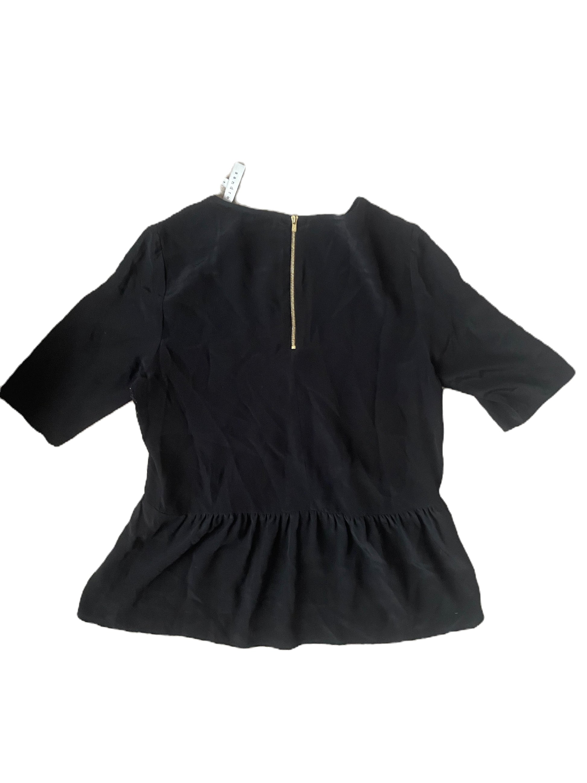 Sandro Black Silk & Lace Blouse S image 1
