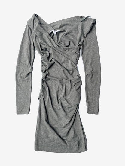 Diane Von Furstenberg Grey Stretch Ruched Dress S image 1