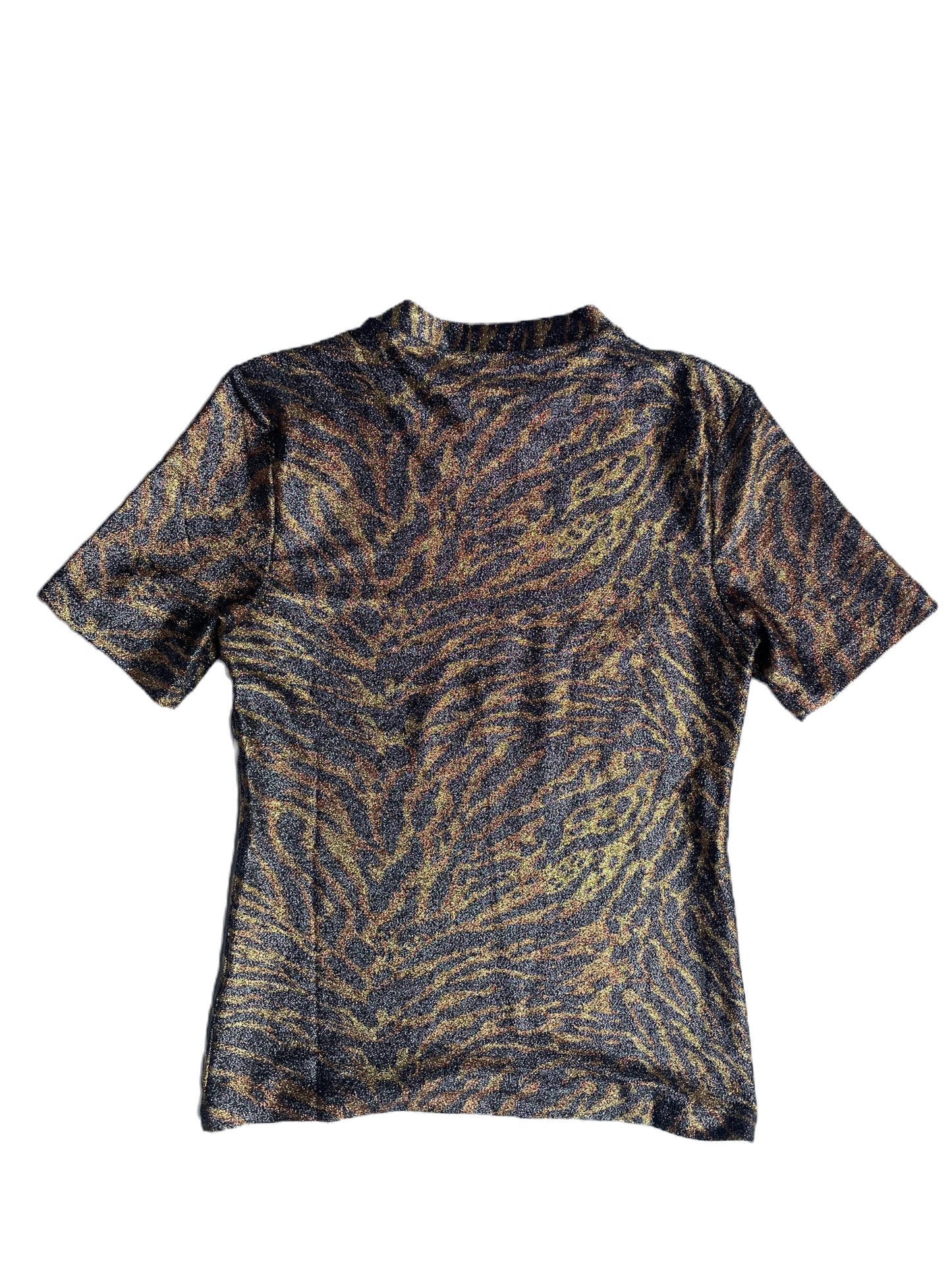 Ganni Zebra Lurex T-Shirt UK 12 image 2