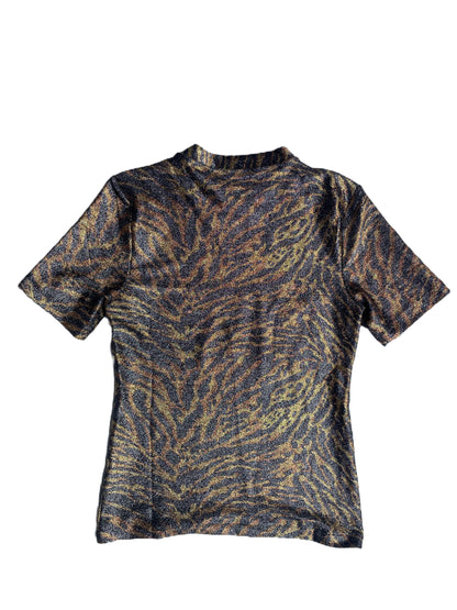 Ganni Zebra Lurex T-Shirt UK 12 image 2