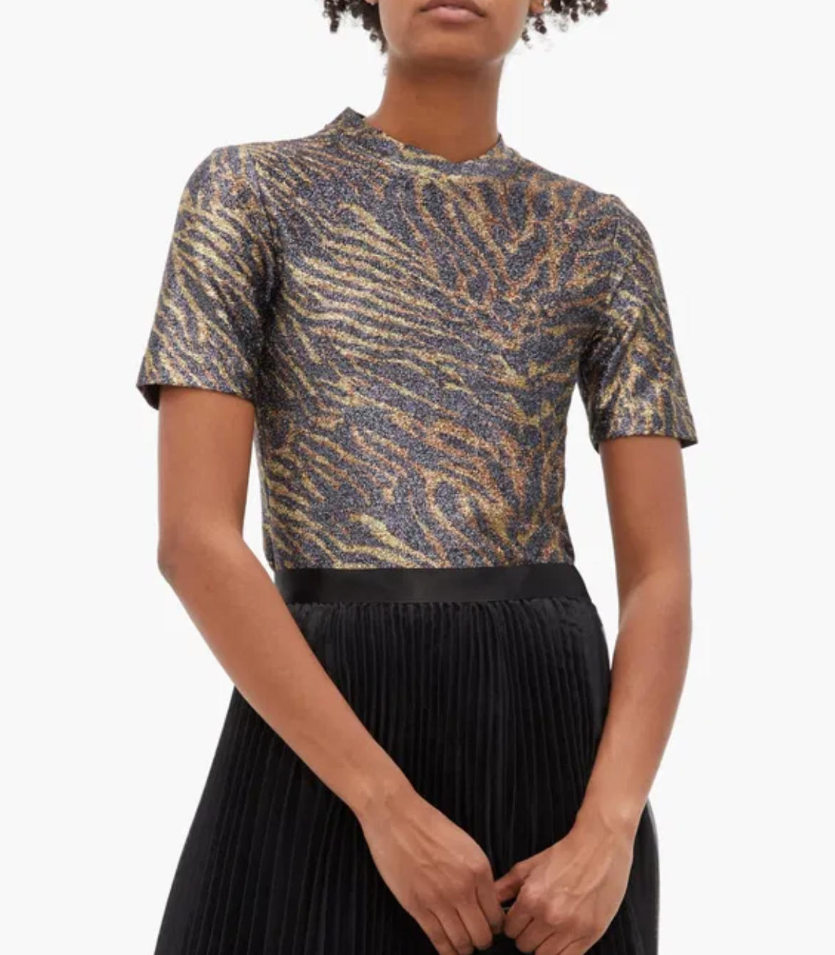 Ganni Zebra Lurex T-Shirt UK 12 image 1