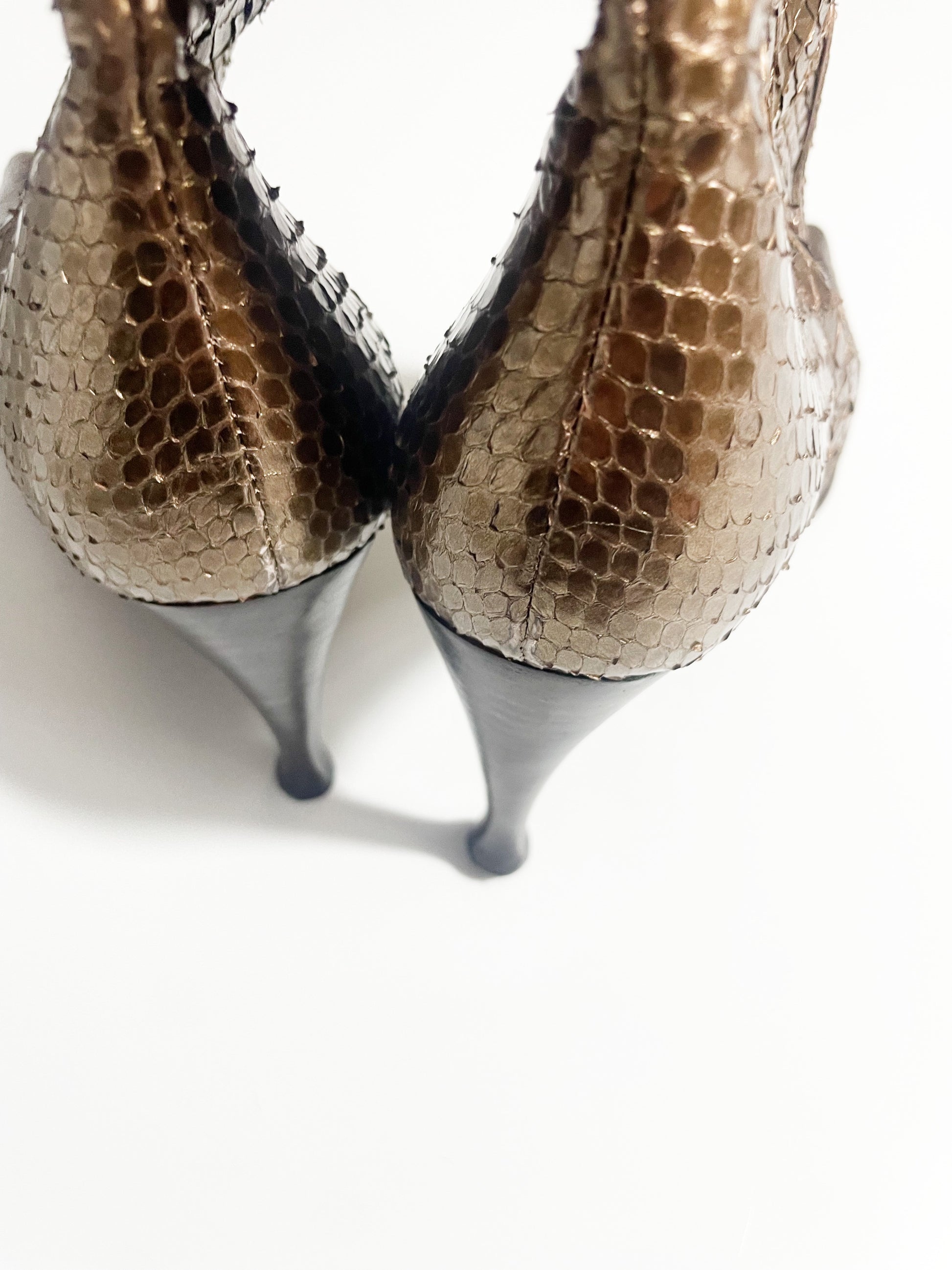 Sergio Rossi Gold Snakeskin Boots UK 4.5 image 4