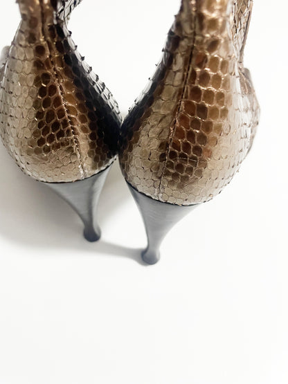 Sergio Rossi Gold Snakeskin Boots UK 4.5 image 4