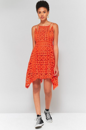 Free People Orange Lace Dress XS