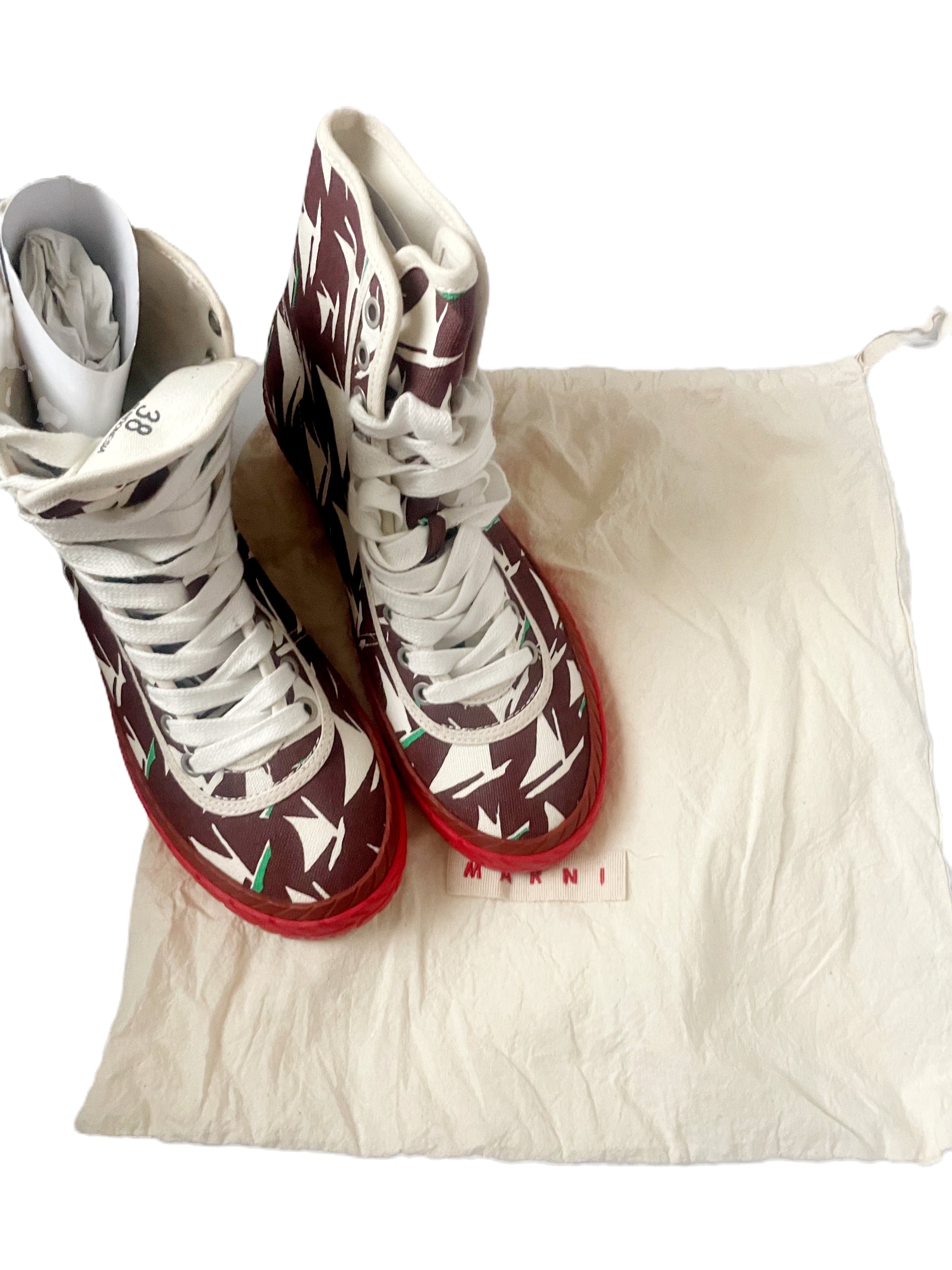 Marni Sail Print Canvas Trainers UK 5 image 1
