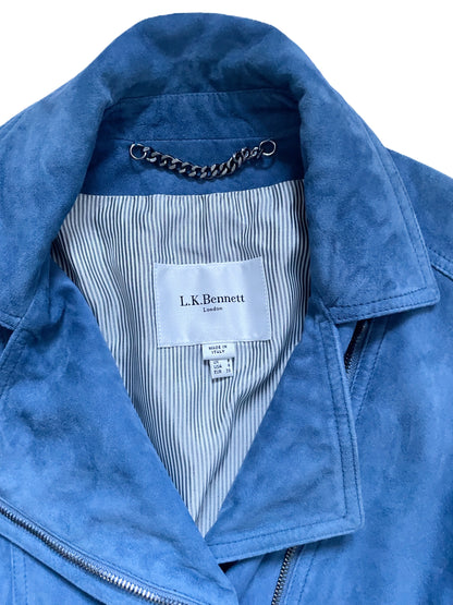LK Bennett Blue Suede Biker Jacket UK 8 image 2